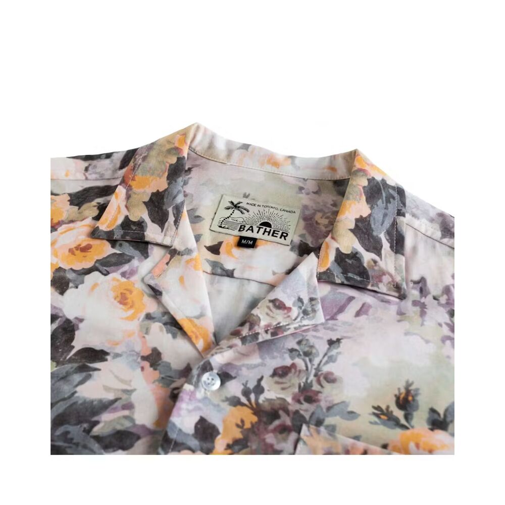 Bather Trunk Co. Tuscany Yellow Rose Garden camp short sleeve men's shirt large